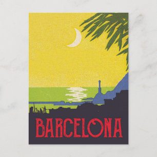 Barcelona bij nacht briefkaart
