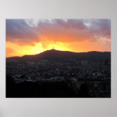 Barcelona bij zonsondergang (Canvas) Poster (Voorkant)