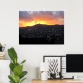 Barcelona bij zonsondergang (Canvas) Poster (Thuiskantoor)