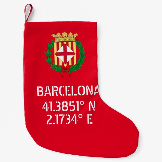 Barcelona Breedtegraad Lengtegraad Wapen   Kleine Kerstsok (Voorkant)