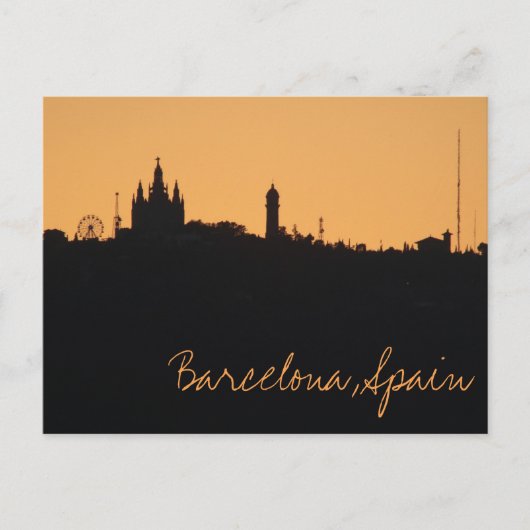 Barcelona, Briefkaart van de zonnevaste skyline in (Voorkant)