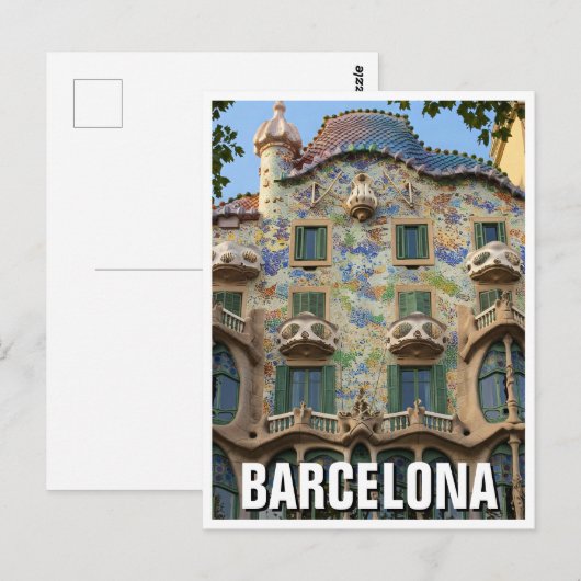 Barcelona Casa Batllo Spanje Reizen Briefkaart (Voorkant / Achterkant)