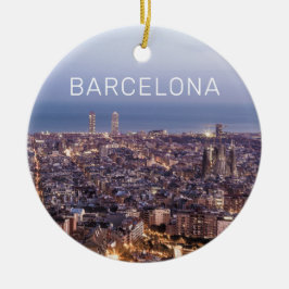 Barcelona Catalonia Sunset Skyline Spanje Cityscap Keramisch Ornament
