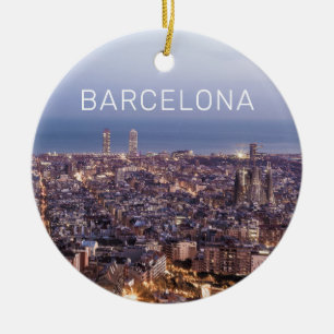 Barcelona Catalonia Sunset Skyline Spanje Cityscap Keramisch Ornament