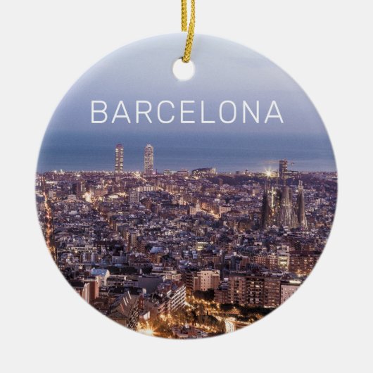 Barcelona Catalonia Sunset Skyline Spanje Cityscap Keramisch Ornament (Voorkant)