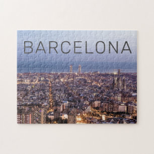 Barcelona Catalonia Sunset Skyline Spanje Cityscap Legpuzzel