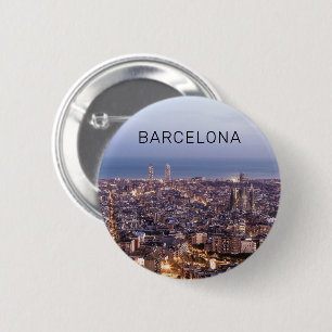 Barcelona Catalonia Sunset Skyline Spanje Cityscap Ronde Button 5,7 Cm