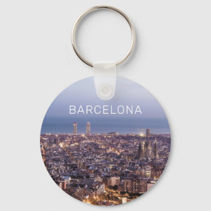 Barcelona Catalonia Sunset Skyline Spanje Cityscap Sleutelhanger