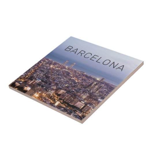 Barcelona Catalonia Sunset Skyline Spanje Cityscap Tegeltje (Zijkant)