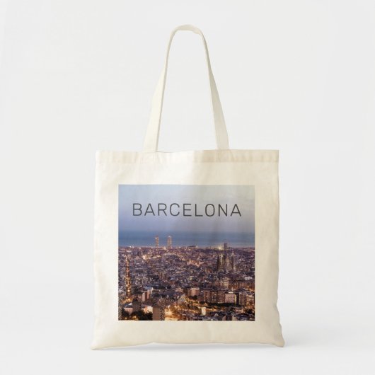 Barcelona Catalonia Sunset Skyline Spanje Cityscap Tote Bag (Voorkant)