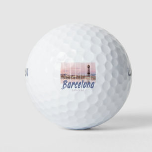 Barcelona Catalonia sunset Skyline Spanje vintage Golfballen