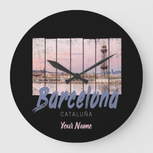 Barcelona Catalonia sunset Skyline Spanje vintage Grote Klok