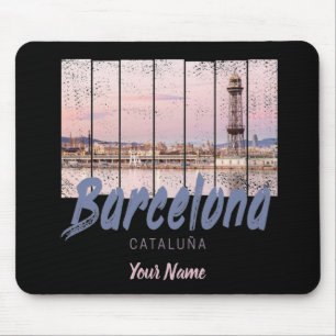 Barcelona Catalonia sunset Skyline Spanje vintage Muismat