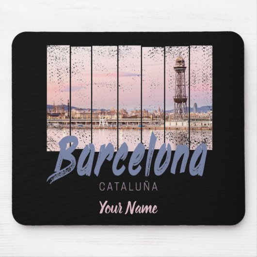 Barcelona Catalonia sunset Skyline Spanje vintage Muismat (Voorkant)