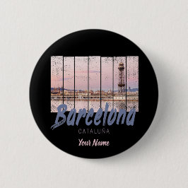 Barcelona Catalonia sunset Skyline Spanje vintage Ronde Button 5,7 Cm