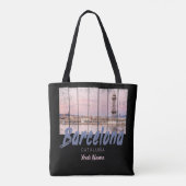 Barcelona Catalonia sunset Skyline Spanje vintage Tote Bag (Achterkant)