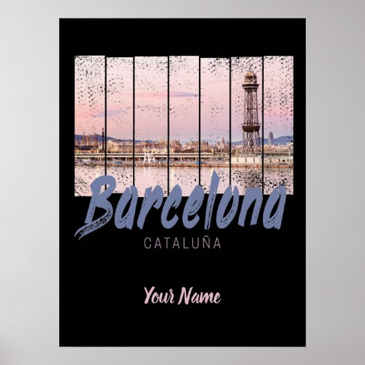 Barcelona Catalonië zonsondergang Silhouette Spanj Poster (Voorkant)