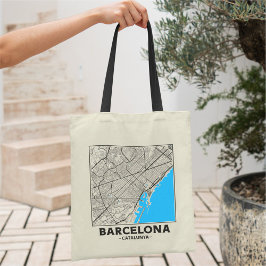 Barcelona, Catalunya City Map Tote Bag