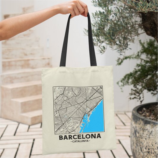 Barcelona, Catalunya City Map Tote Bag