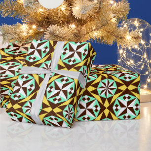 Barcelona cementtegel in geel, bruin en blauw cadeaupapier