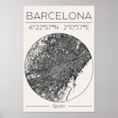 Barcelona Charcoal City Map Poster Minimal Europe (Voorkant)