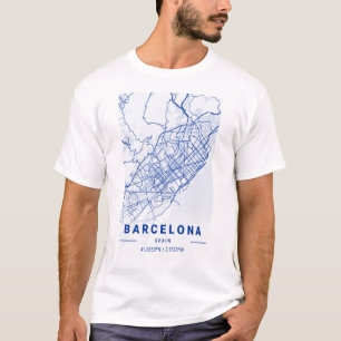 Barcelona City Map Blue T-shirt