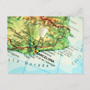 Barcelona City Pin Map Briefkaart