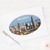 Barcelona-cityscape Ovale Sticker (Envelop)