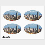 Barcelona-cityscape Ovale Sticker (Vel)