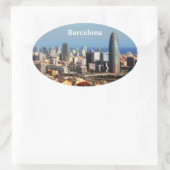 Barcelona-cityscape Ovale Sticker (Tas)
