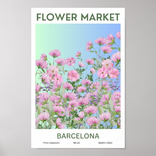 Barcelona Colorful Flower Market Poster (Voorkant)