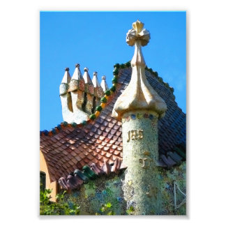 Barcelona, details van de architectuur van Gaudi Foto Afdruk