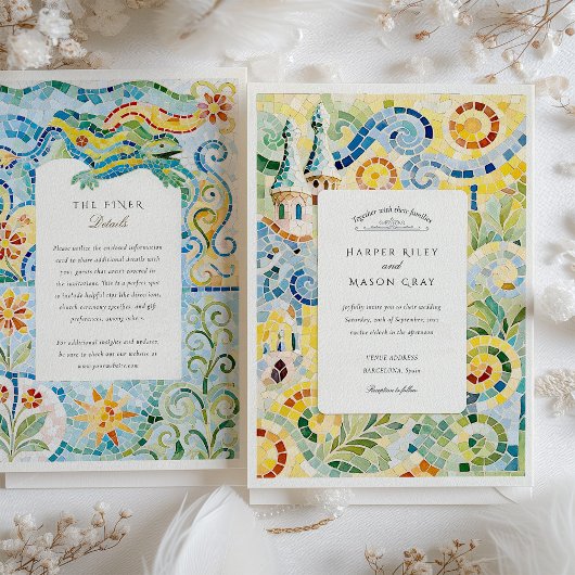 Barcelona door Gaudí geïnspireerd mozaïek bruiloft Kaart