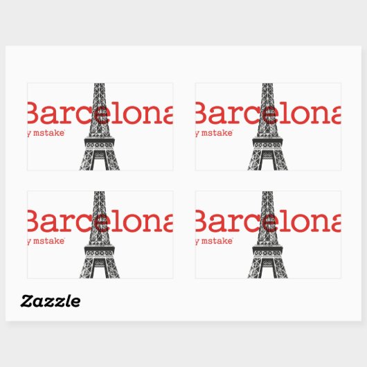 Barcelona-Eiffel by mstake Rechthoekige Sticker (Vel)