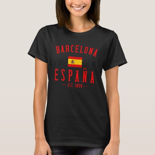 Barcelona Espana Spain Est  Souvenir Flag Map Vaca T-shirt (Voorkant)