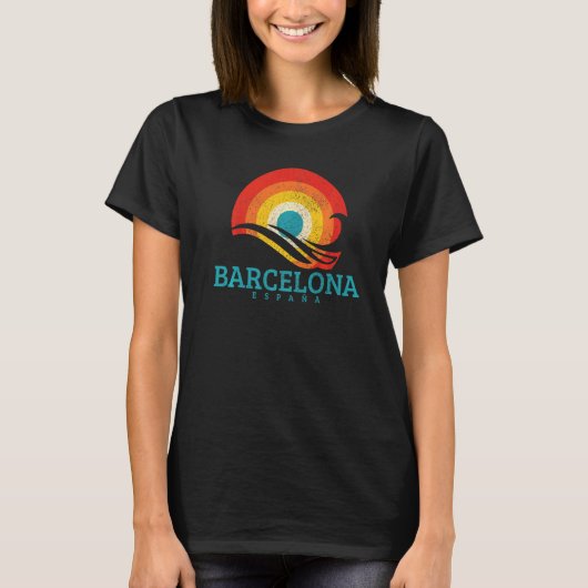 Barcelona Espana Spanje  Wave Surfer Surfing T-shirt (Voorkant)