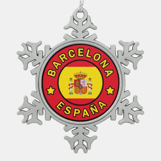Barcelona España Tin Sneeuwvlok Ornament (Voorkant)