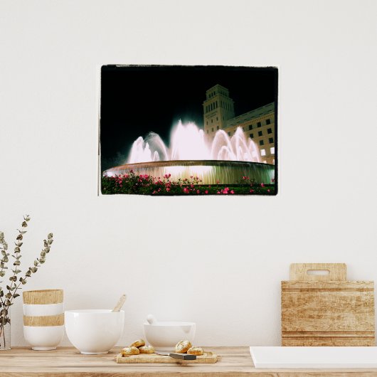 Barcelona-fontein - Placa de Catalunya - Poster (Keuken)