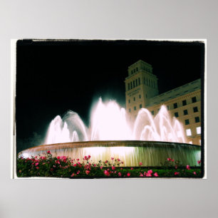 Barcelona-fontein - Placa de Catalunya - Poster