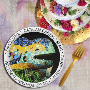 Barcelona, Gaudi - Hagedis, Spanje (feestelijke di Papieren Bordje
