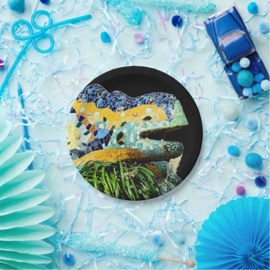 Barcelona, Gaudi - Lizard, Spanje (feestdinning) Papieren Bordje (Feest)