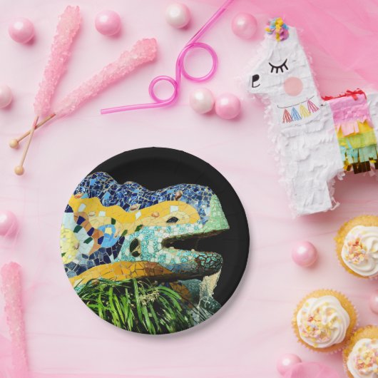 Barcelona, Gaudi - Lizard, Spanje (feestdinning) Papieren Bordje (Feest)