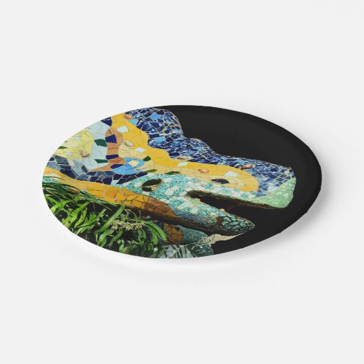 Barcelona, Gaudi - Lizard, Spanje (feestdinning) Papieren Bordje (Gekanteld)