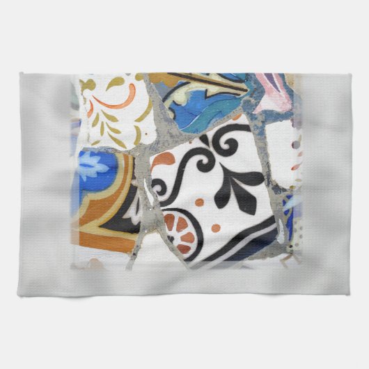 Barcelona Gaudi Mosaics sluit af Theedoek (Horizontaal)