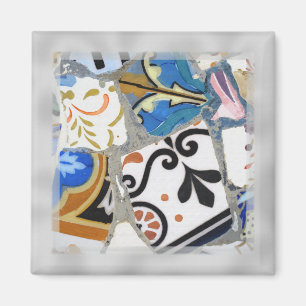 Barcelona Gaudi Mozaïeken Close Up Magneet