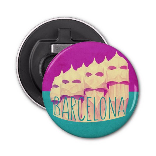 Barcelona Gaudi Paradise Button Flesopener (Voorkant)