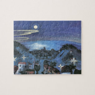 Barcelona Gezicht op Stad bij Nacht door Walter Gr Legpuzzel