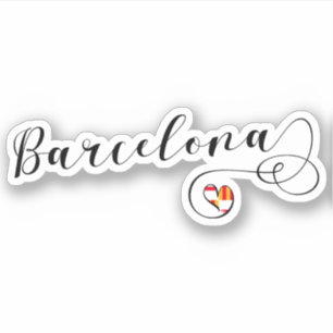 Barcelona Heart Flag Sticker