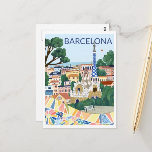 Barcelona Illustratie Briefkaart (Voorkant / Achterkant in situ)