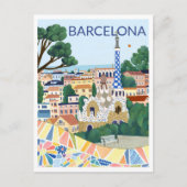 Barcelona Illustratie Briefkaart (Voorkant)